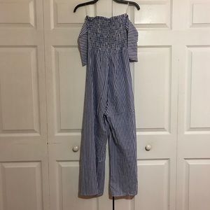 Striped blue and white jumpsuit